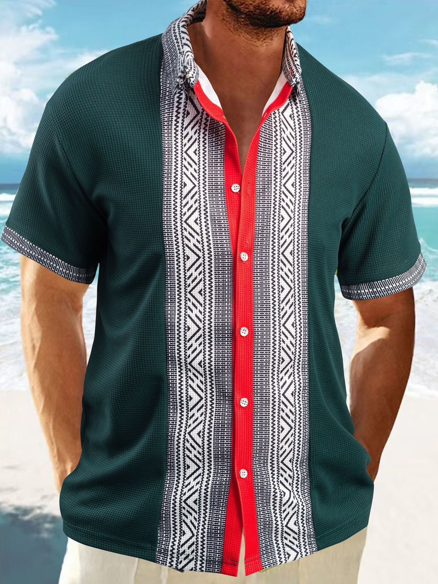 Shorts Printed Button Short Sleeve Men by INSANITY BEAST