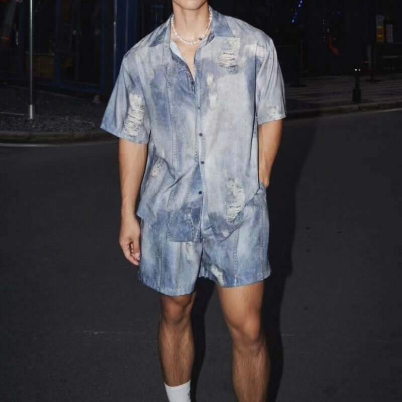Shorts Summer Denim Shirt Suit by INSANITY BEAST