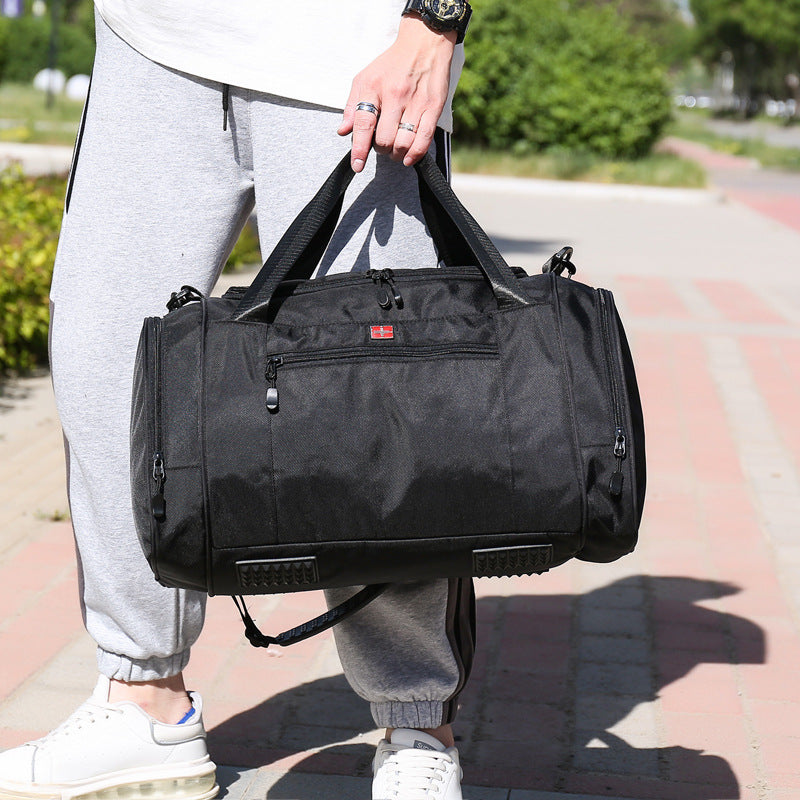 Large Capacity duffle bags for travel and gym, showcasing a stylish black design.