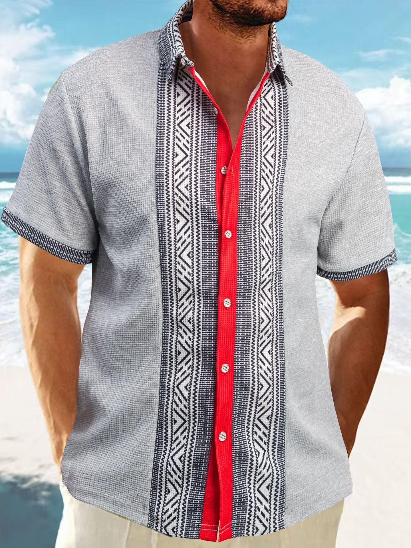 Shorts Printed Button Short Sleeve Men by INSANITY BEAST
