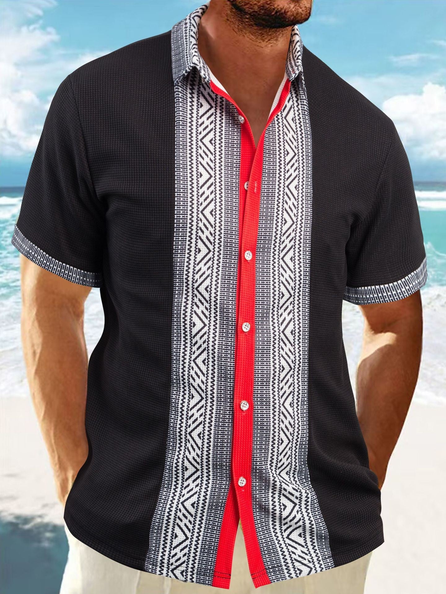 Shorts Printed Button Short Sleeve Men by INSANITY BEAST