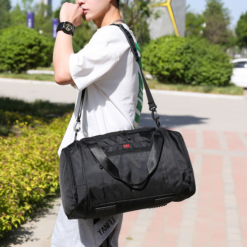 Large Capacity duffle bags for travel and gym, showcasing a stylish black design.