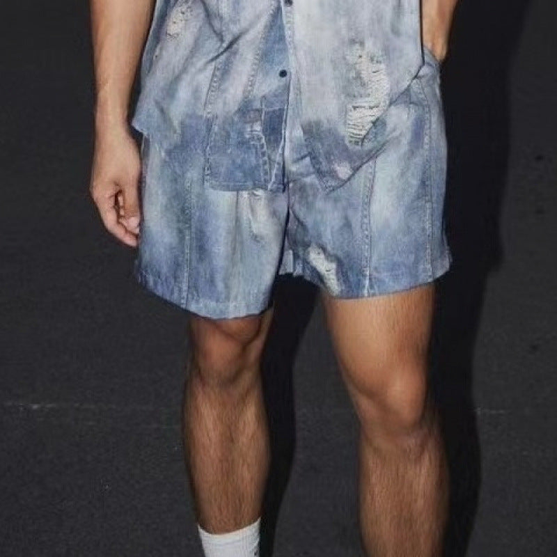 Shorts Summer Denim Shirt Suit by INSANITY BEAST
