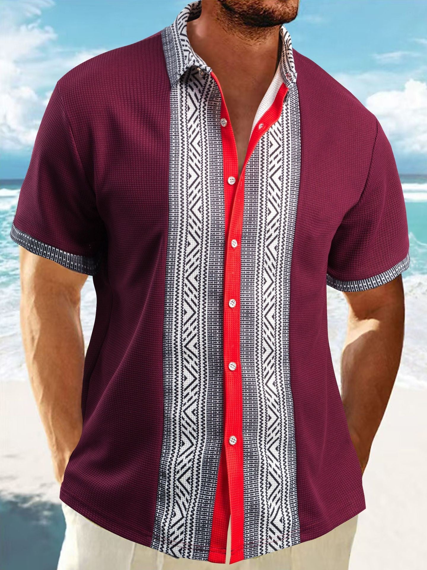 Shorts Printed Button Short Sleeve Men by INSANITY BEAST