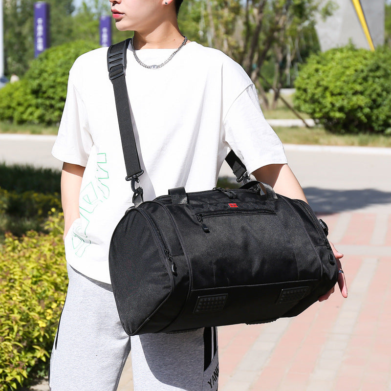 Large Capacity duffle bags for travel and gym, showcasing a stylish black design.