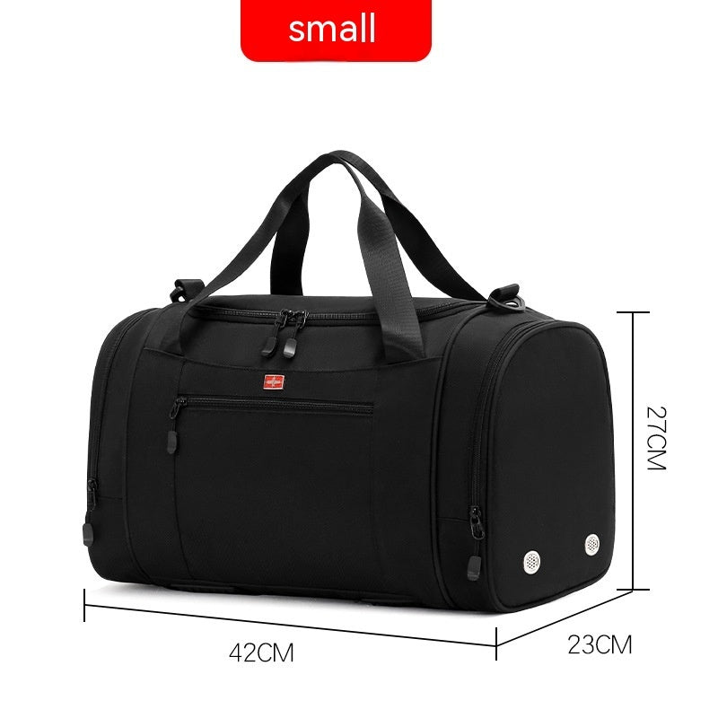 Large Capacity duffle bags for travel and gym, showcasing a stylish black design.
